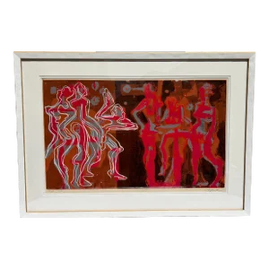 Vintage 1970’s Pop Art Abstract Figurative Lithograph “Night Club” Signed and Numbered