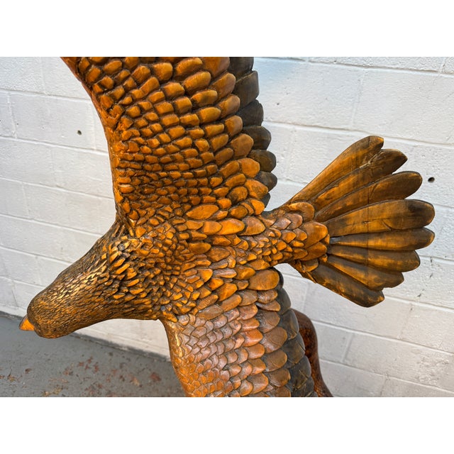 Hand-Carved Eagle & Serpent Wood Sculpture For Sale - Image 9 of 17