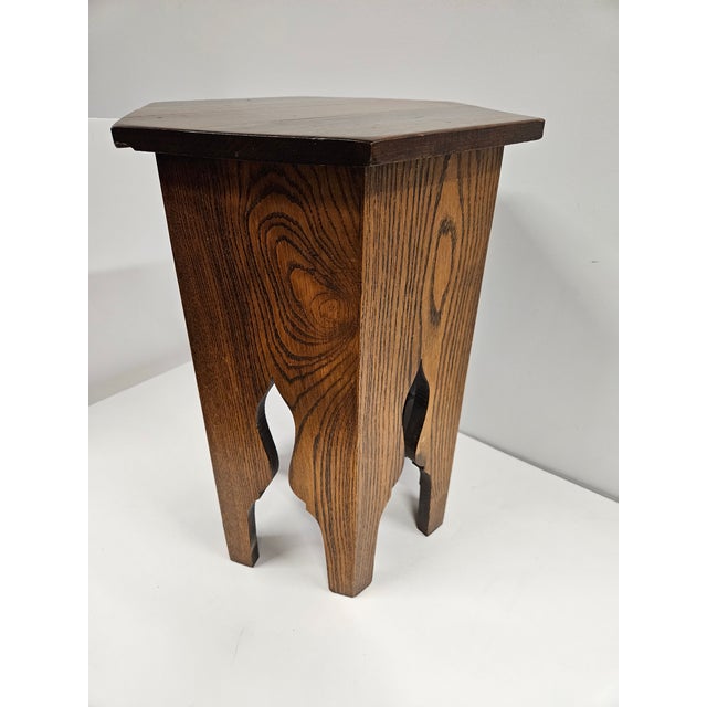 Brown Arts and Crafts Hexagonal Side Table Plant Stand For Sale - Image 8 of 15