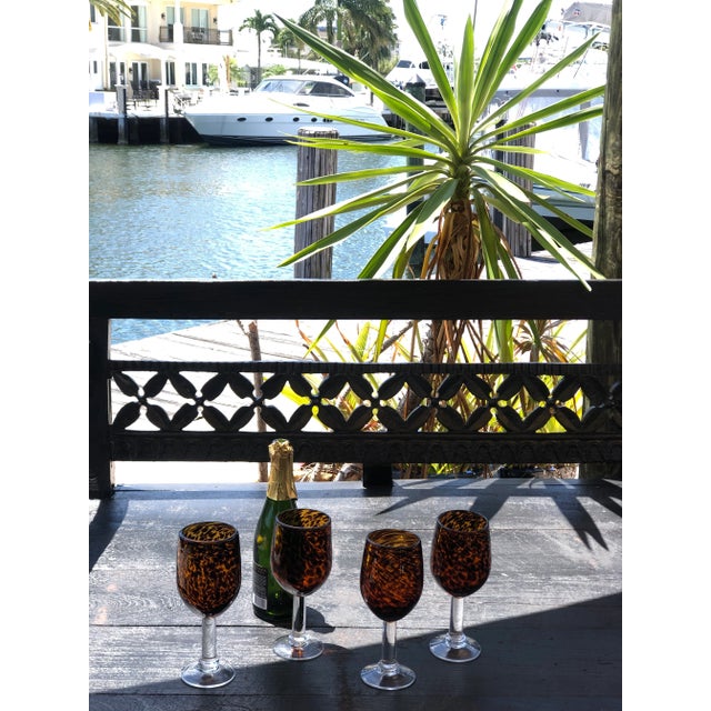 Vintage Faux Tortoise Shell Wine Glasses- Set of 4 For Sale - Image 9 of 10