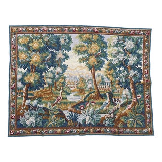 Vintage Silk Screen Printed Tapestry Verdure Chantilly, 1960s For Sale