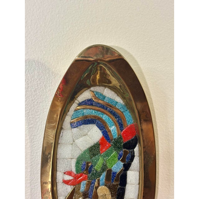 Mid 20th Century Vintage Salvador Teran Brass and Mosaic Glass Moctezuma Tray For Sale - Image 5 of 7