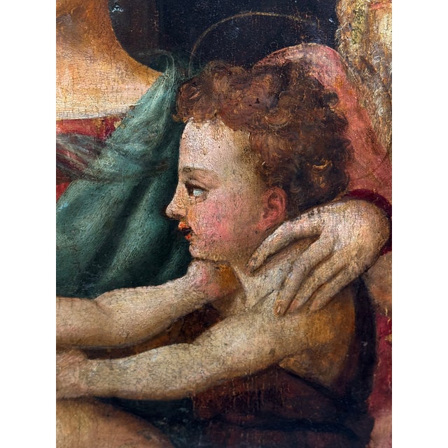 Italian School Artist, Holy Family, 1500s, Oil Painting, Framed For Sale - Image 8 of 11