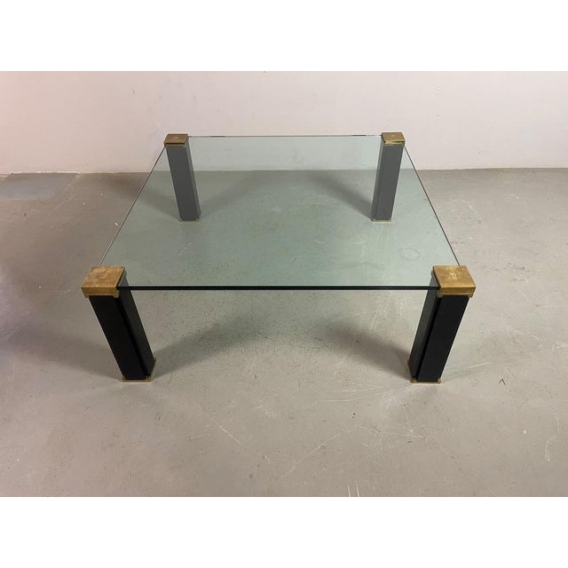 Mid-Century Hollywood Regency Glass and Brass Coffee Table by Peter Ghyczy, Netherlands, 1970s For Sale - Image 10 of 13