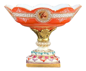 Neoclassical Porcelain Compote with Hand-Painted Portrait Medallions from Capodimonte, 1890s