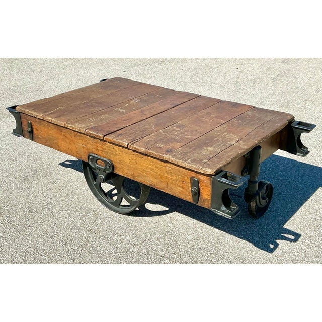 Vintage Industrial Wagon Coffee Table For Sale - Image 9 of 12