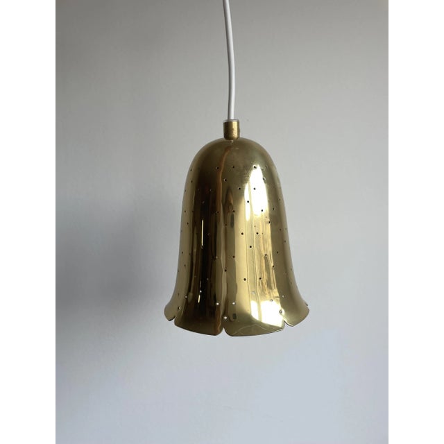 Mid-Century Modern Scandinavian Modern Brass Pendant with Perforated Shade from Borens, Sweden, 1960s For Sale - Image 3 of 6