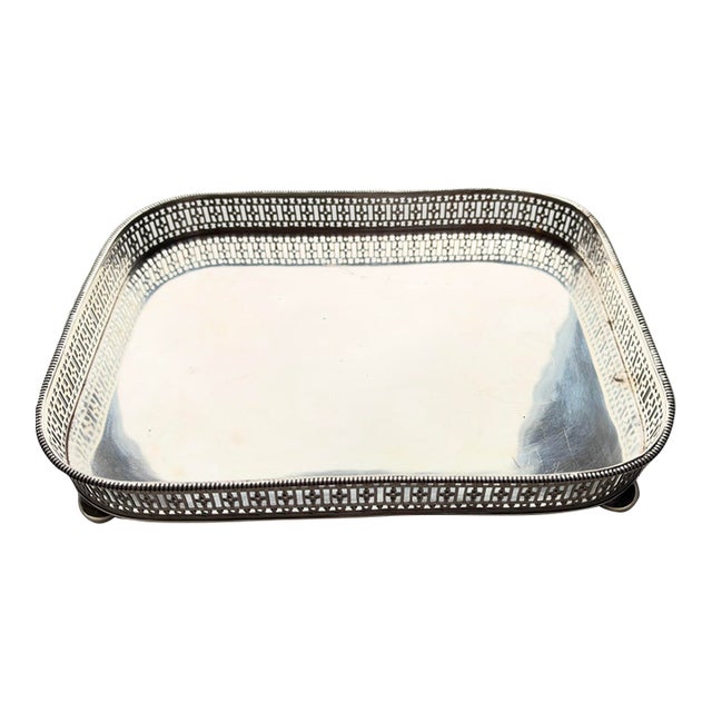 Vintage French Style Silver Plated Footed Tray For Sale