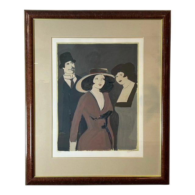 Vintage David Schneuer Madame in Red La Belle Serigraph Print For Sale