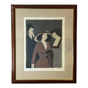 Vintage David Schneuer Madame in Red La Belle Serigraph Print