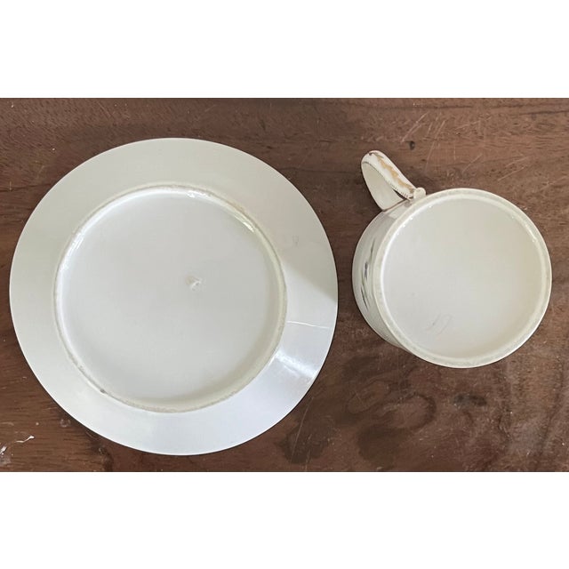 Antique Early 19th Century French Empire Paris Porcelain Sprig Cornflower Barbeaux Coffee Cup & Saucer For Sale - Image 10 of 10