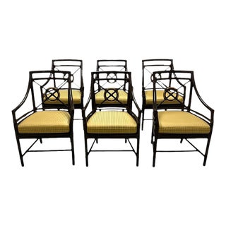 Vintage McGuire Target Back Rattan and Mahogany Chairs - Set of 6 For Sale