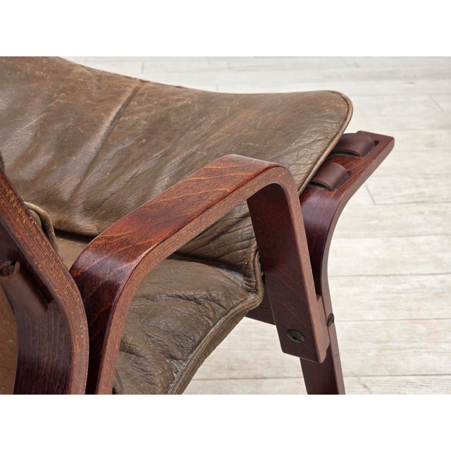 Norwegian Lounge Chair in Brown Furniture Leather, 1970s For Sale - Image 16 of 18