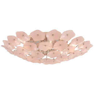 Kate Spade New York for Visual Comfort Signature Leighton Large Flush Mount in Polished Nickel with Blush Tinted Glass
