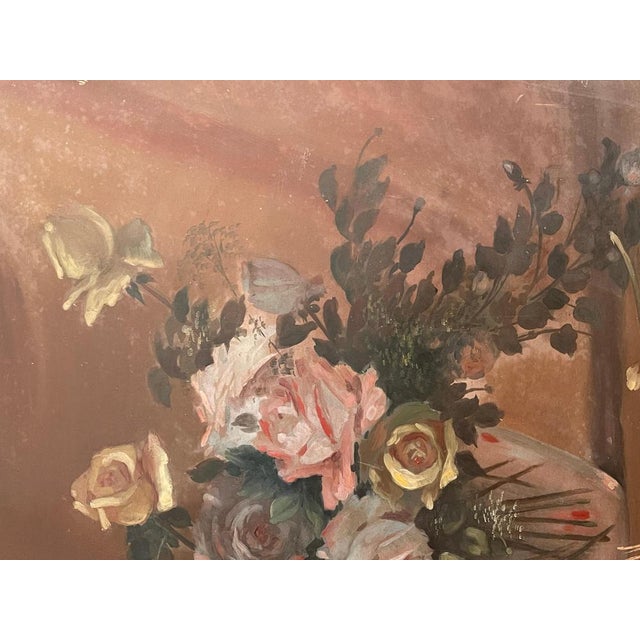 Raffaele Baldi, Vase of Flowers, 1890, Tempera Painting on Wood, Framed For Sale - Image 3 of 7