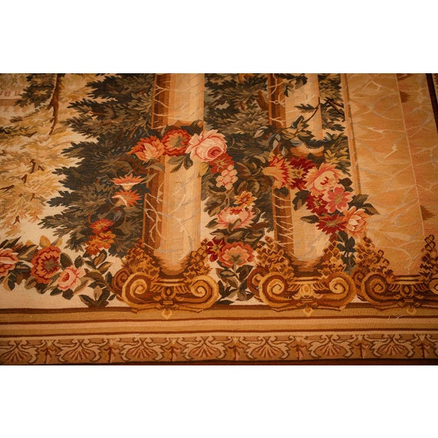 1875s Antique Beige Field European Landscape Victorian Flat Weave Wool Tapestry For Sale - Image 13 of 15