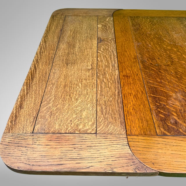Oak Draw Leaf Table in English Jacobean Revival-Style Circa 1930s For Sale - Image 14 of 18