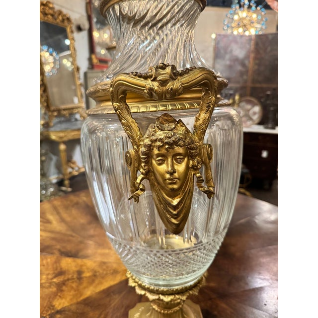 Traditional Pair of 19th C. Signed Baccarat Palace Urns For Sale - Image 3 of 6