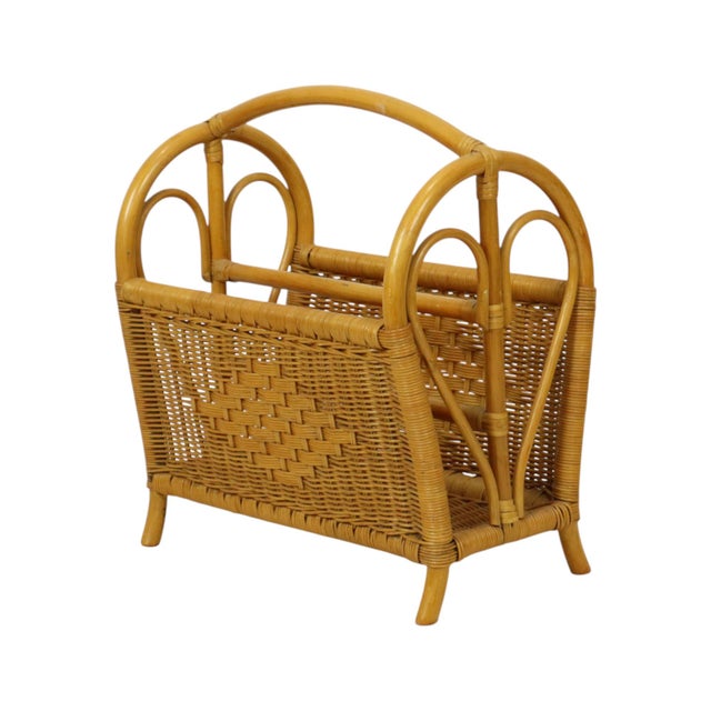 Vintage Boho Bamboo and Rattan Magazine Rack, 1980s For Sale - Image 12 of 12