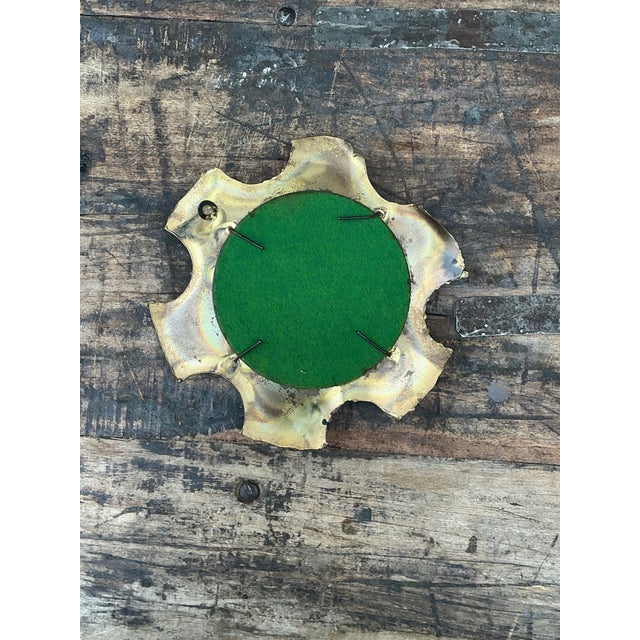 Metal Vintage Punch Cut Brass Mirror For Sale - Image 7 of 12