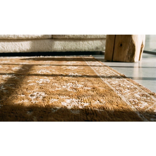 Textile 1920s Brown Floral Antique Chinese Baotou Rug 4' X 6'3" Handknotted Wool Carpet For Sale - Image 7 of 8