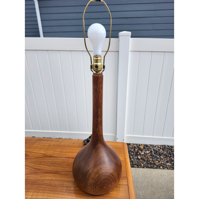 1950s 1950s Mid Century Modern Danish Teak Bulb Lamps - Floor and Table - A Pair For Sale - Image 5 of 8