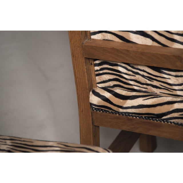 Art Deco Oak & Velvet Dining Chairs, 1930s, Set of 8 For Sale - Image 12 of 18