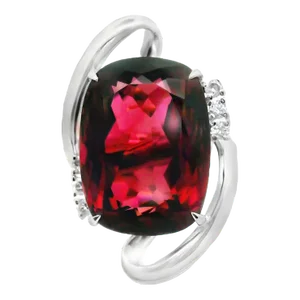31.41 Carat Pink Tourmaline Diamond Platinum Cocktail Ring Size 6
