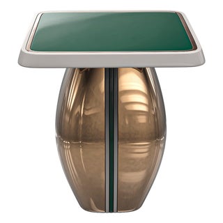 "Signora" Side Table With Bronze and Stainless Steel, Handmade For Sale