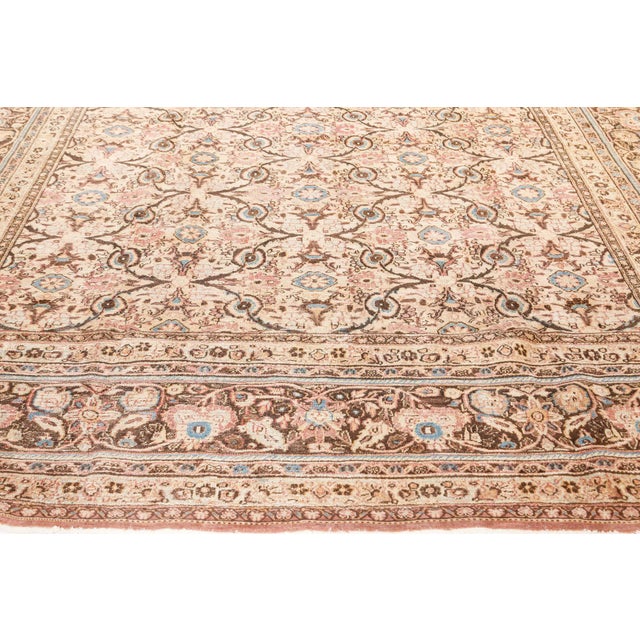 Chocolate Fine Antique Persian Meshad Handmade Wool Rug For Sale - Image 8 of 8