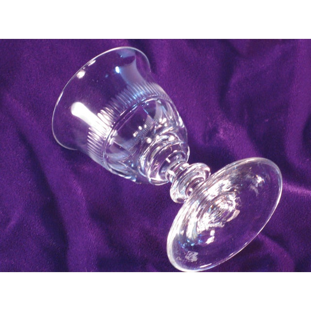 Antique Clear Stemmed Wine Glass, Handmade Mouth Blown & Cut Fluting & Panels 1820-60's For Sale - Image 6 of 7