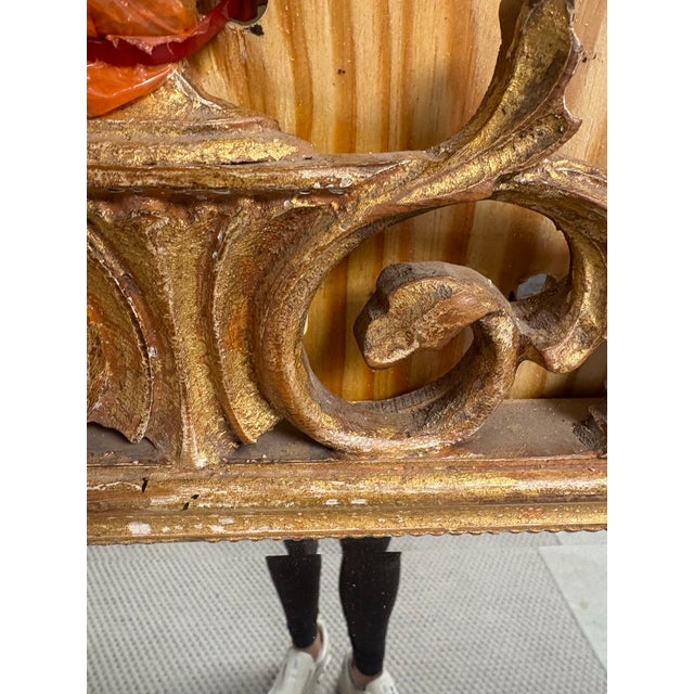 19th Century Continental Giltwood Mirror With Urn and Flame Crest For Sale - Image 4 of 6