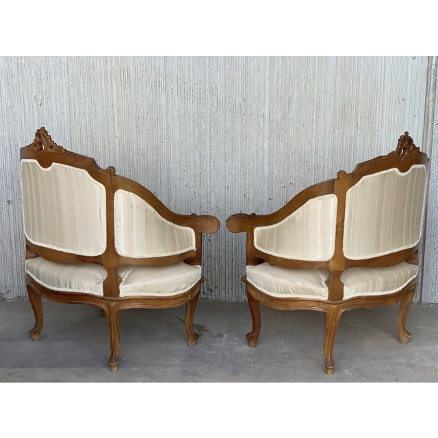 Late 19th Century Pair of Italian Rococó Louis XV Fauteuils or Slipper Chairs For Sale - Image 4 of 18