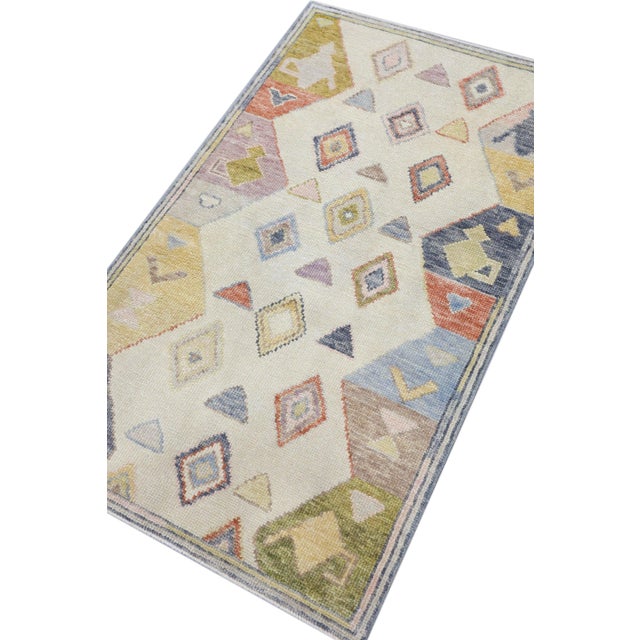 Cream Oriental Hand Knotted Rug Turkish Oushak 2'10" x 4'9" For Sale - Image 8 of 9