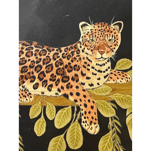 Signed Jim Thompson silk pillow of two scarves in safari style with cheetah.