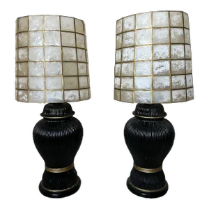 Vintage Lamps With Capiez Shell Shade - Pair