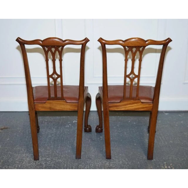 Chippendale Style Dining Chairs with Leather Seats, Set of 5 For Sale - Image 5 of 18