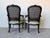 Brown Vintage French Louis XV Style Carved Walnut & Cane Back Arm Accent Chairs – A Pair For Sale - Image 8 of 12