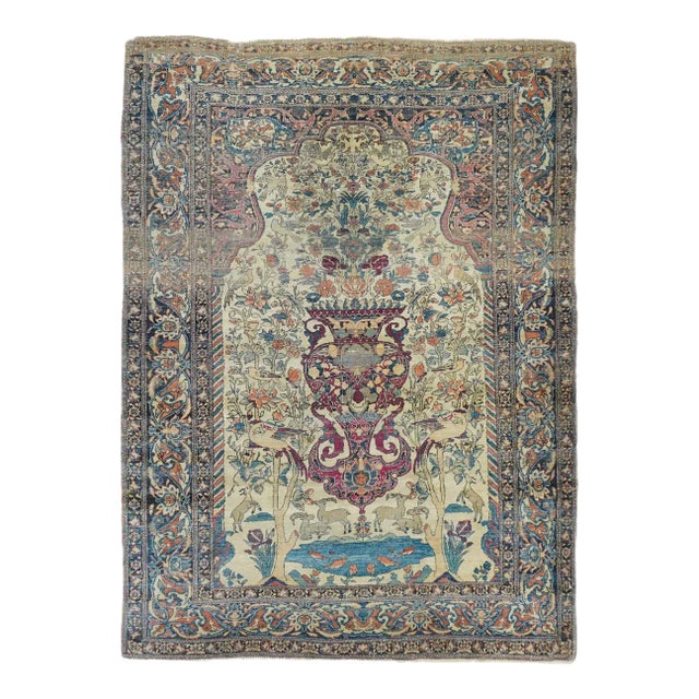 Antique Tehran Rug 4'4'' x 6'4'' For Sale