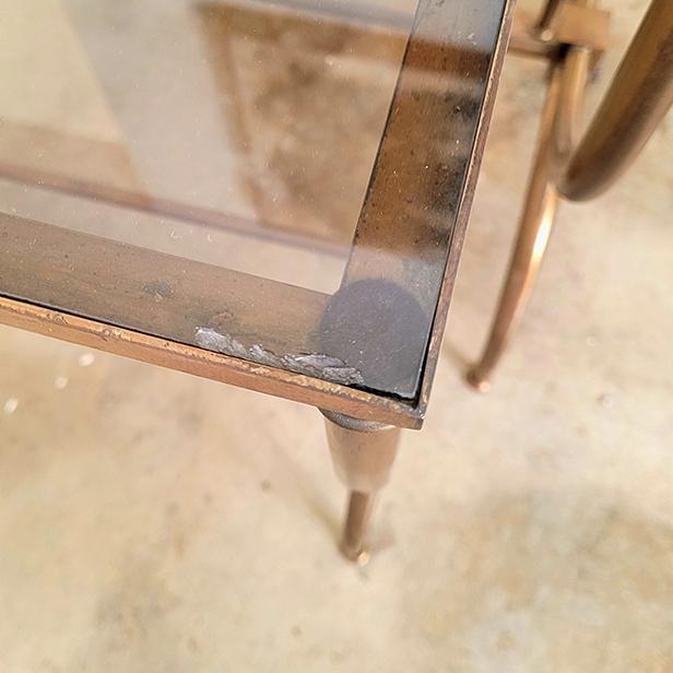 Brass 1960s Art Deco Brass and Smoked Glass Nesting Tables - 3 Pieces For Sale - Image 8 of 9