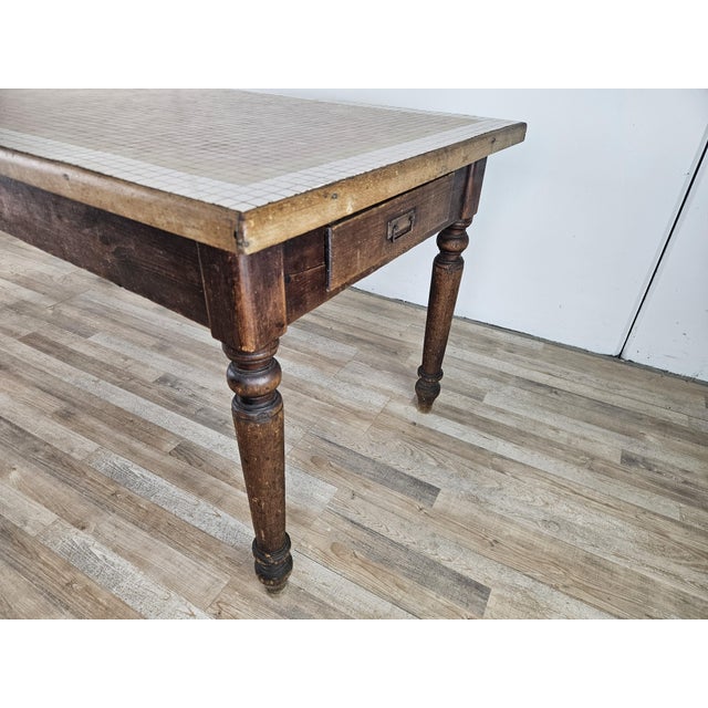 Rustic Fir Table with Mosaic Top, 1800s For Sale - Image 11 of 18