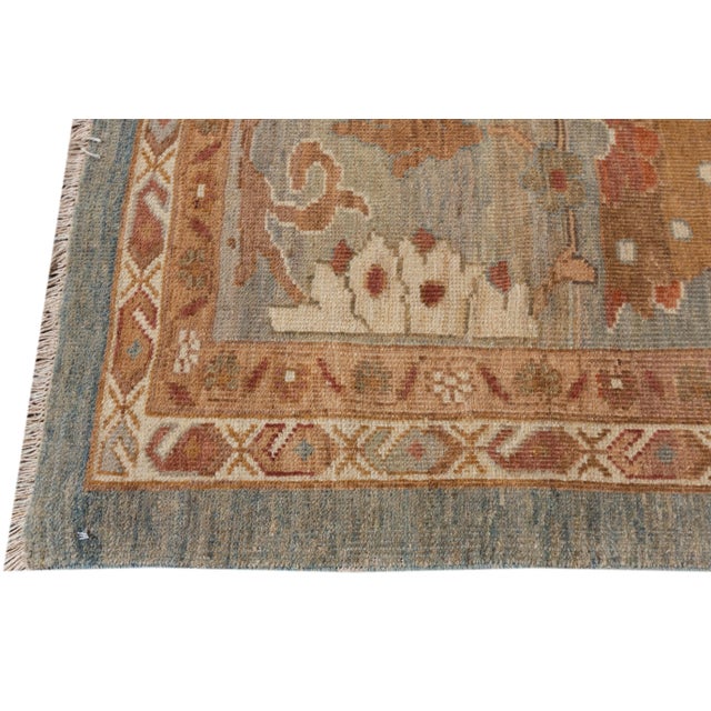 2010s Modern Blue Sultanabad Wool Rug Handmade With Floral Design For Sale - Image 4 of 8