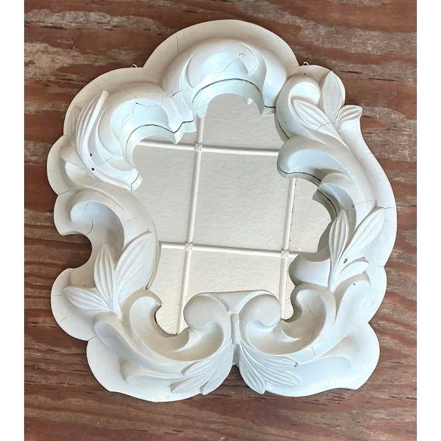 Glass Vintage Plaster Molded Mirror After Serge Roche For Sale - Image 7 of 12