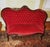 Victorian Antique Victorian Carved Walnut Red Velvet Tufted Love Seat For Sale - Image 3 of 14