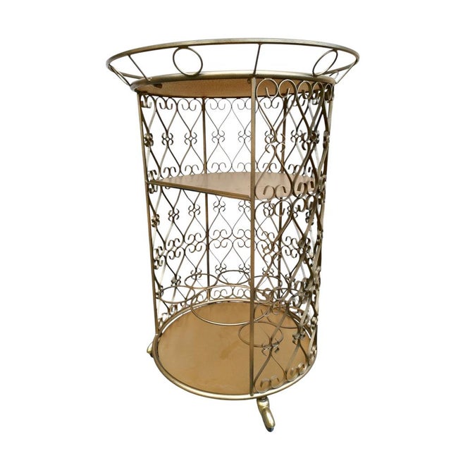 Mid-Century Modern Round Bar Cart in Wrought Iron by Chaty Vallauris, 1970s For Sale - Image 10 of 10