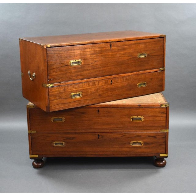 Victorian Teak Campaign Chest, 1870 For Sale - Image 9 of 12