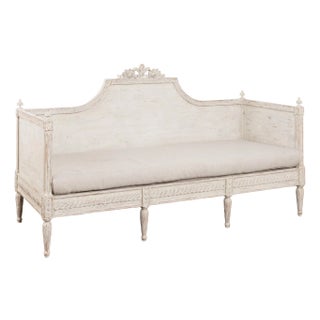 Early 19th Century Swedish Gustavian Gray Settee Bench For Sale