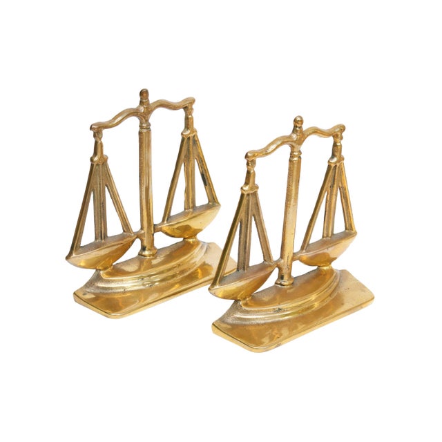 Scales of Justice Brass Book Ends a Pair Chairish