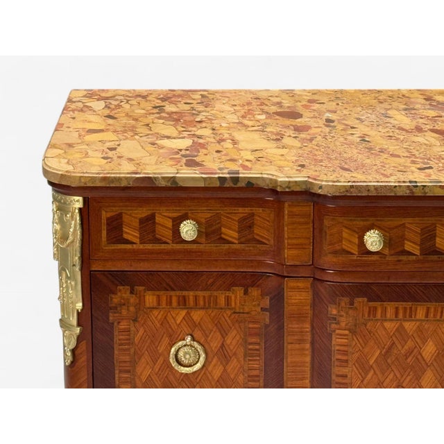 Louis XV Style, Block Front French Commode, Kingwood, Bronze, 19th Century For Sale - Image 9 of 12