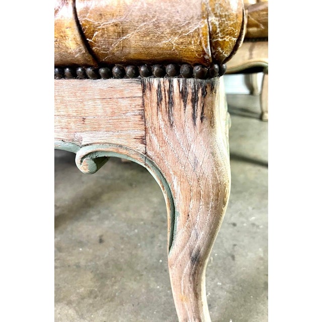 Set of Eight French Leather Tufted Dining Chairs C. 1940 For Sale - Image 9 of 12